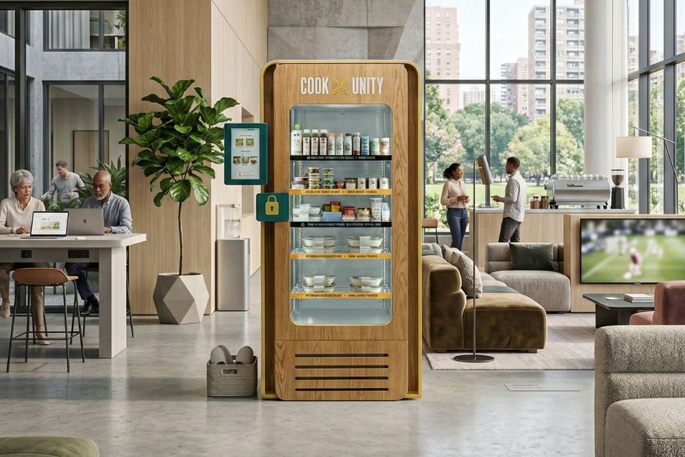 in the recreation area of a modern multiple family apartment building